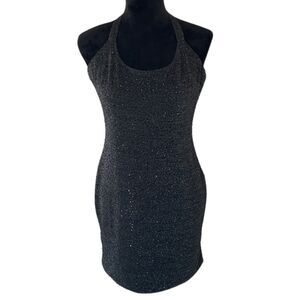 Rose velvet black sparkle mini dress